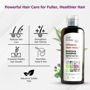 Natural Burdock Shampoo for Hair Treatment Against Hair Loss, 200 ml / 6.76 fl.oz – With Growth Activator, Strengthens Hair Follicles, Reduces Hair Loss